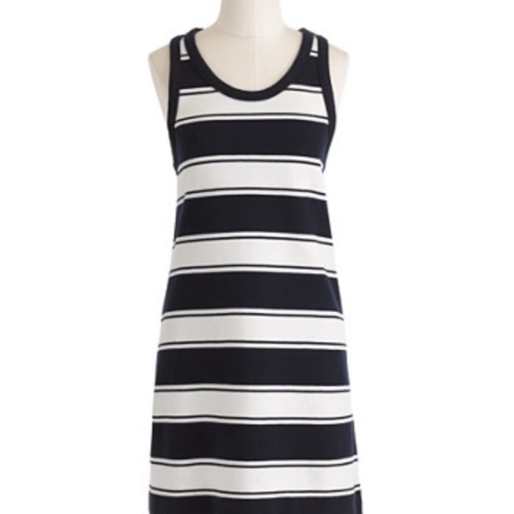 J Crew White and Navy Striped Dress